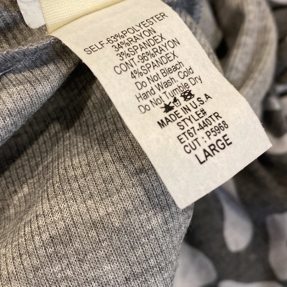 New Sew In Live Sz L Gray Animal Print Baby Doll Top With Pockets - Picture 8 of 9